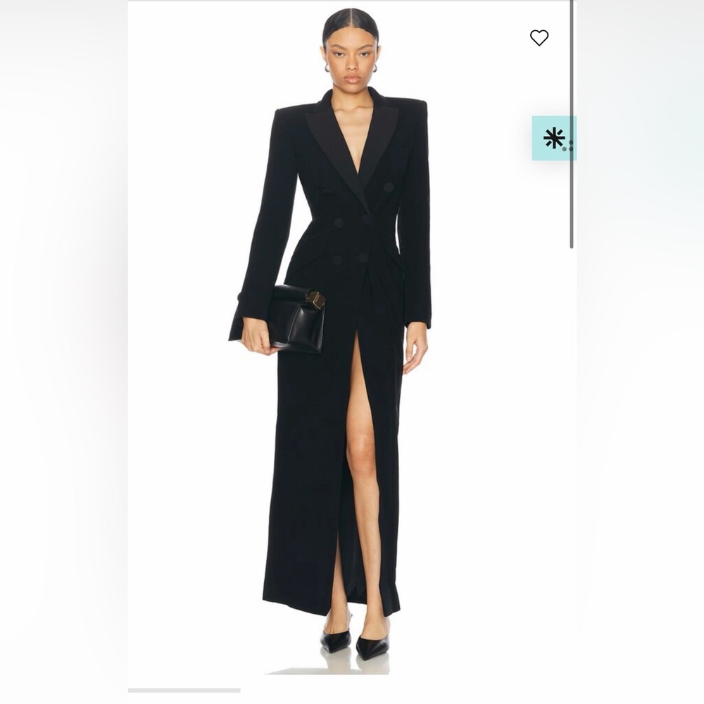 Black Long Sleeve Women's Tuxedo Dress - Designer